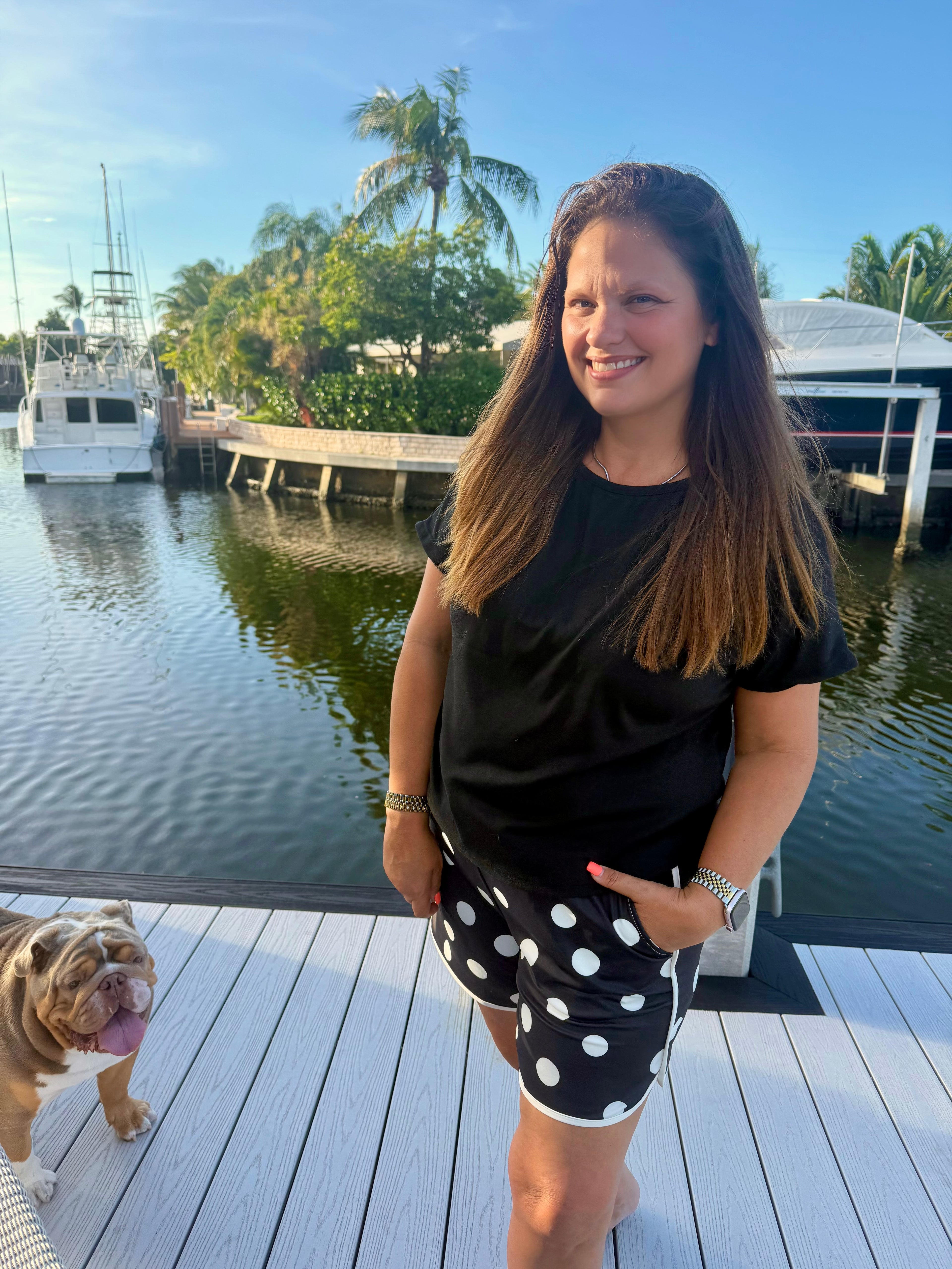 Polka Dot Posie Shorts - Long / Black by Sterling Kreek - BFF Here