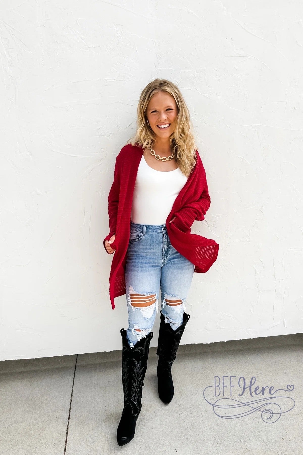 PREORDER— Lola Cardigan / Magenta Red (Ships Middle of November ) - BFF Here