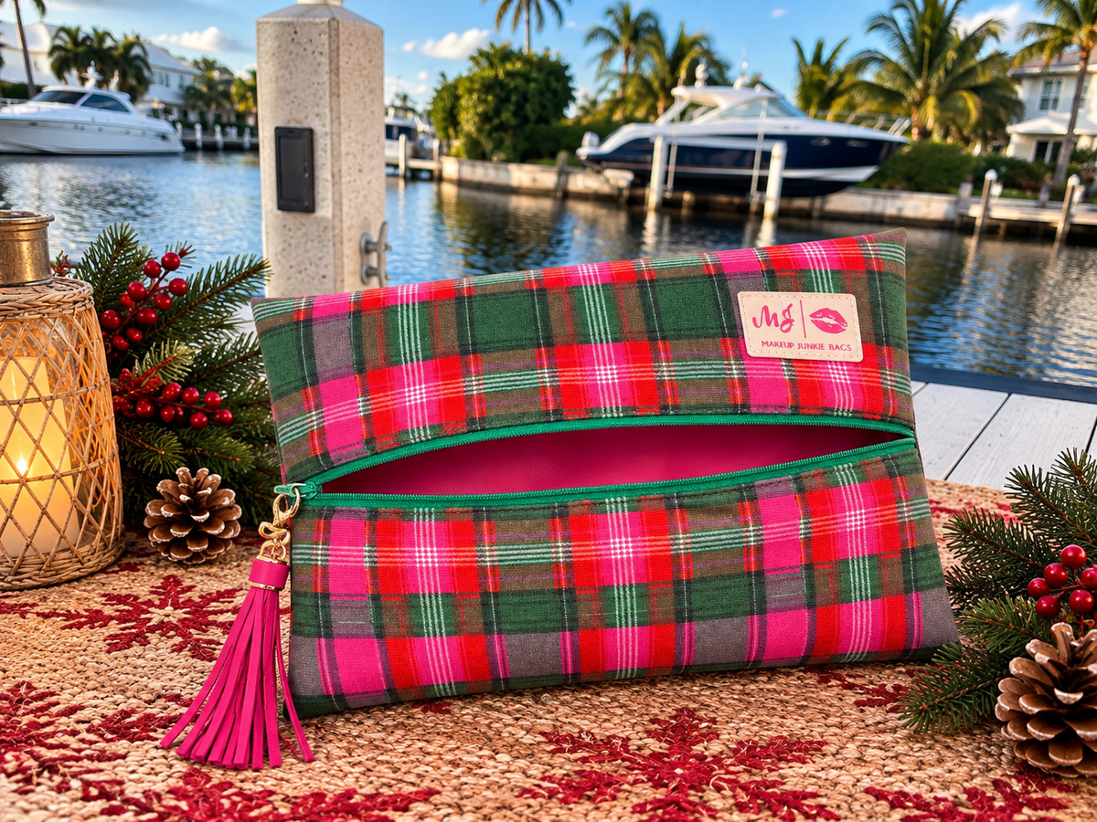 PREORDER: Berry Plaid by Makeup Junkie Bags (ETA: 4-6 weeks)