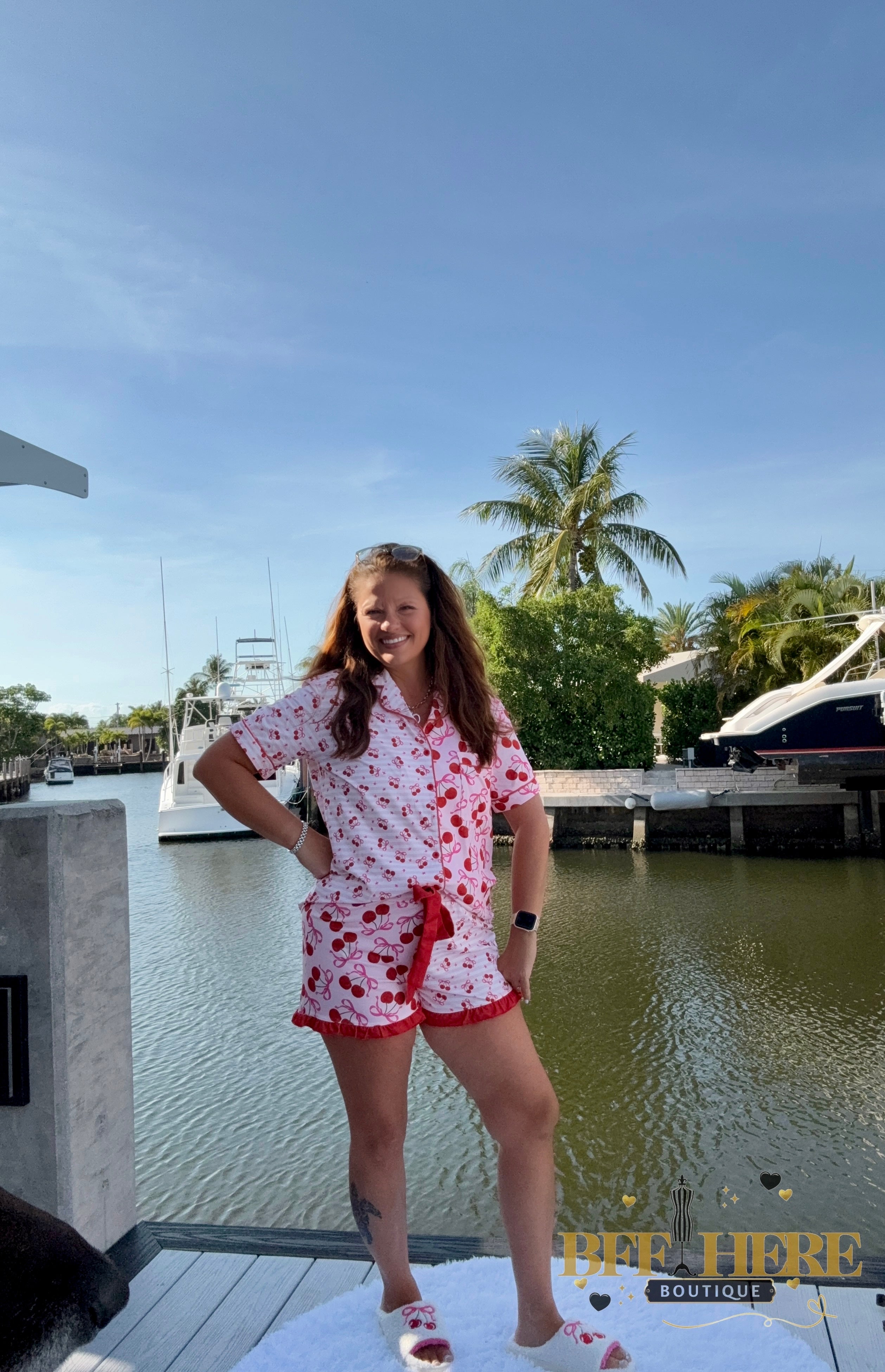 Cherry Bomb Ruffle Pajama Set by Jess Lea - BFF Here