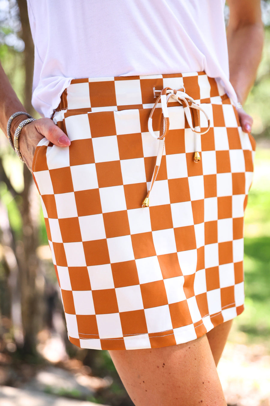 PREORDER: Let's Go Checkered Skort / Orange by Jess Lea (ETA: July)