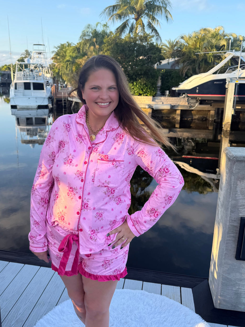 Blushing Blooms Ruffle Pajama Set by Jess Lea - BFF Here