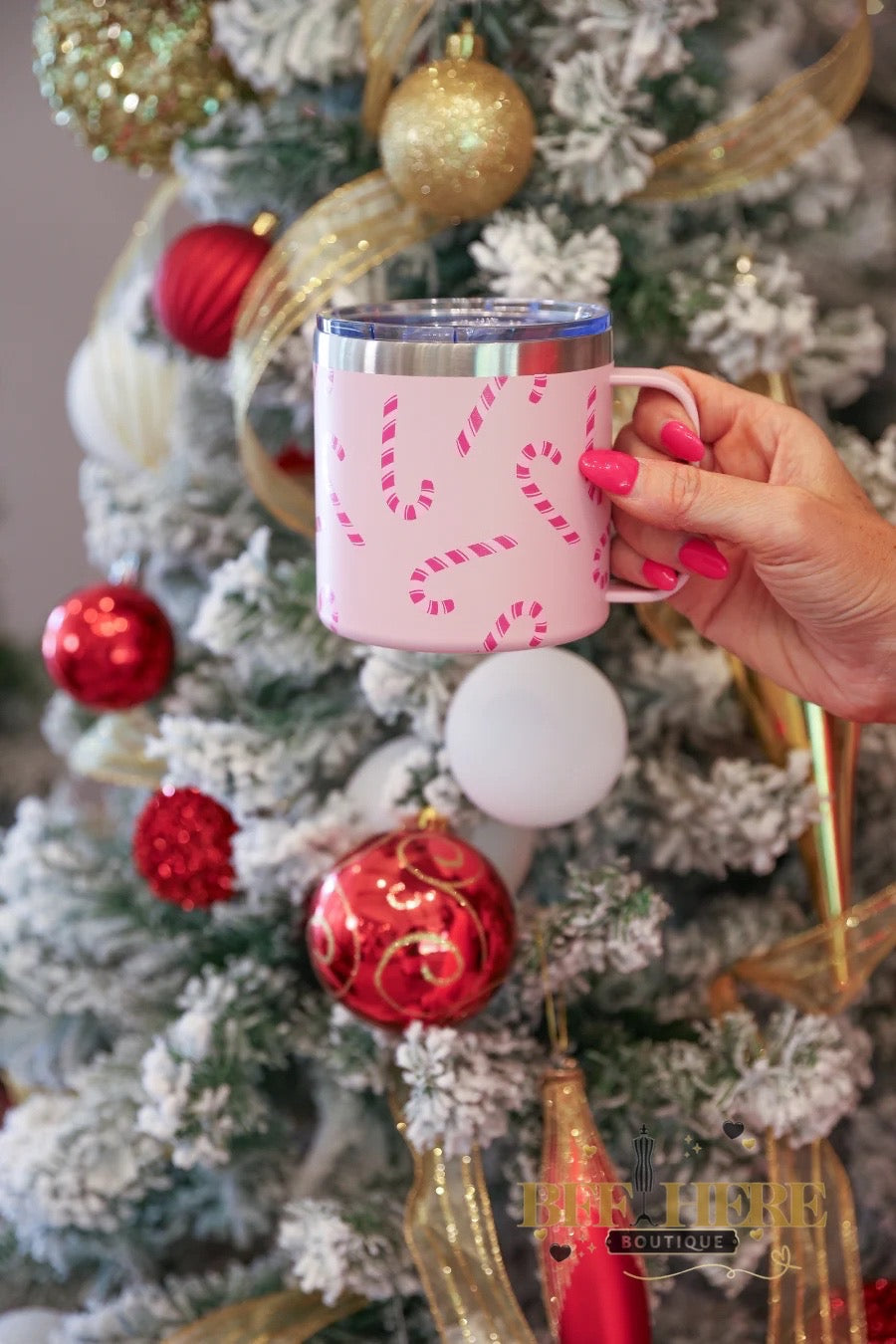 Candy Cane Travel Mug by Jess Lea