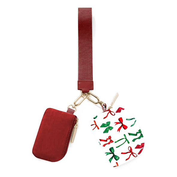 PREORDER: Double Pouch Wristlet by Jess Lea / Midnight Bow Christmas Edition (ETA: Late November) - BFF Here