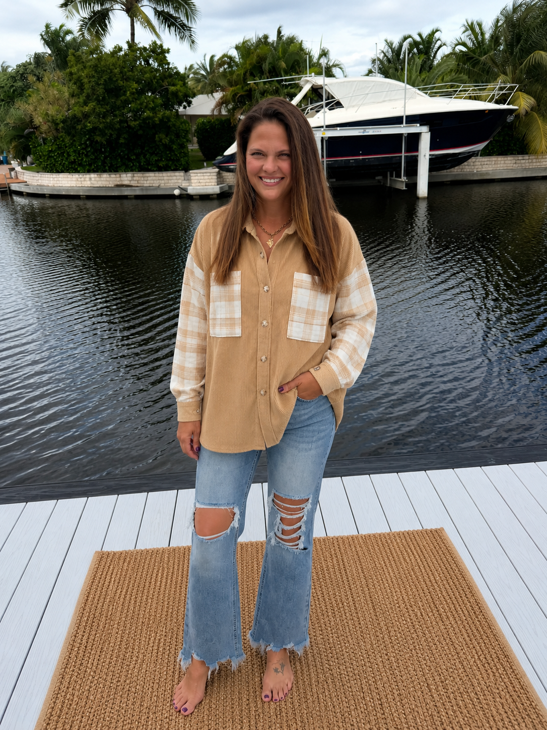 PREORDER: Aspen Plaid Contrast Corduroy Shacket (ETA: August)