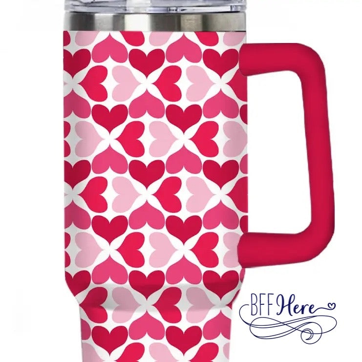 Colorful Love: Multi-Color Hearts Tumbler Cup - BFF Here