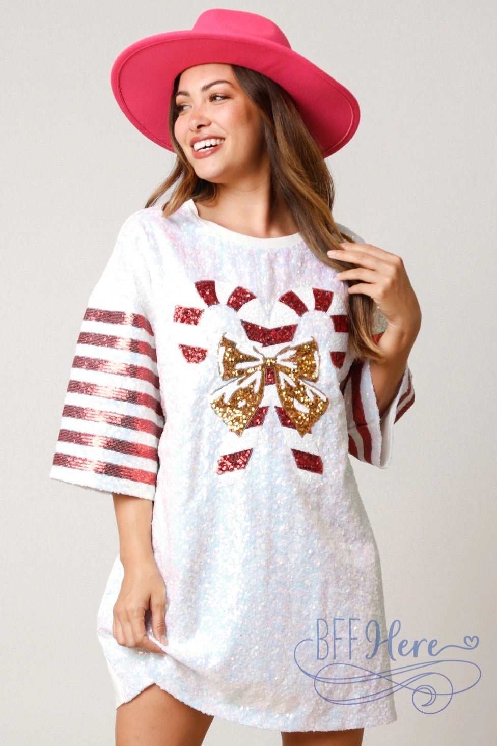 Sweet Sparkle Sequin Candy Cane Dress / Choice of Color - BFF Here