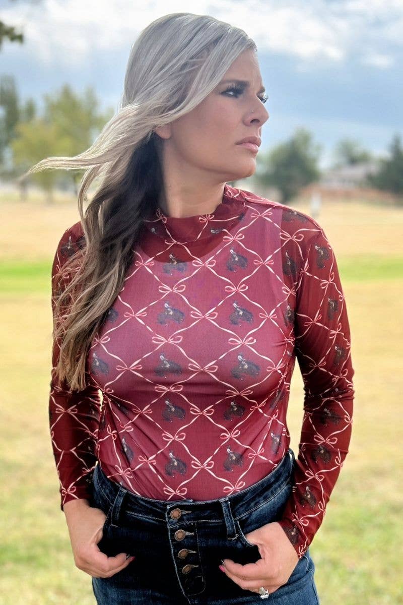 Bronc & Bows Mesh Top by Sterling Kreek - BFF Here