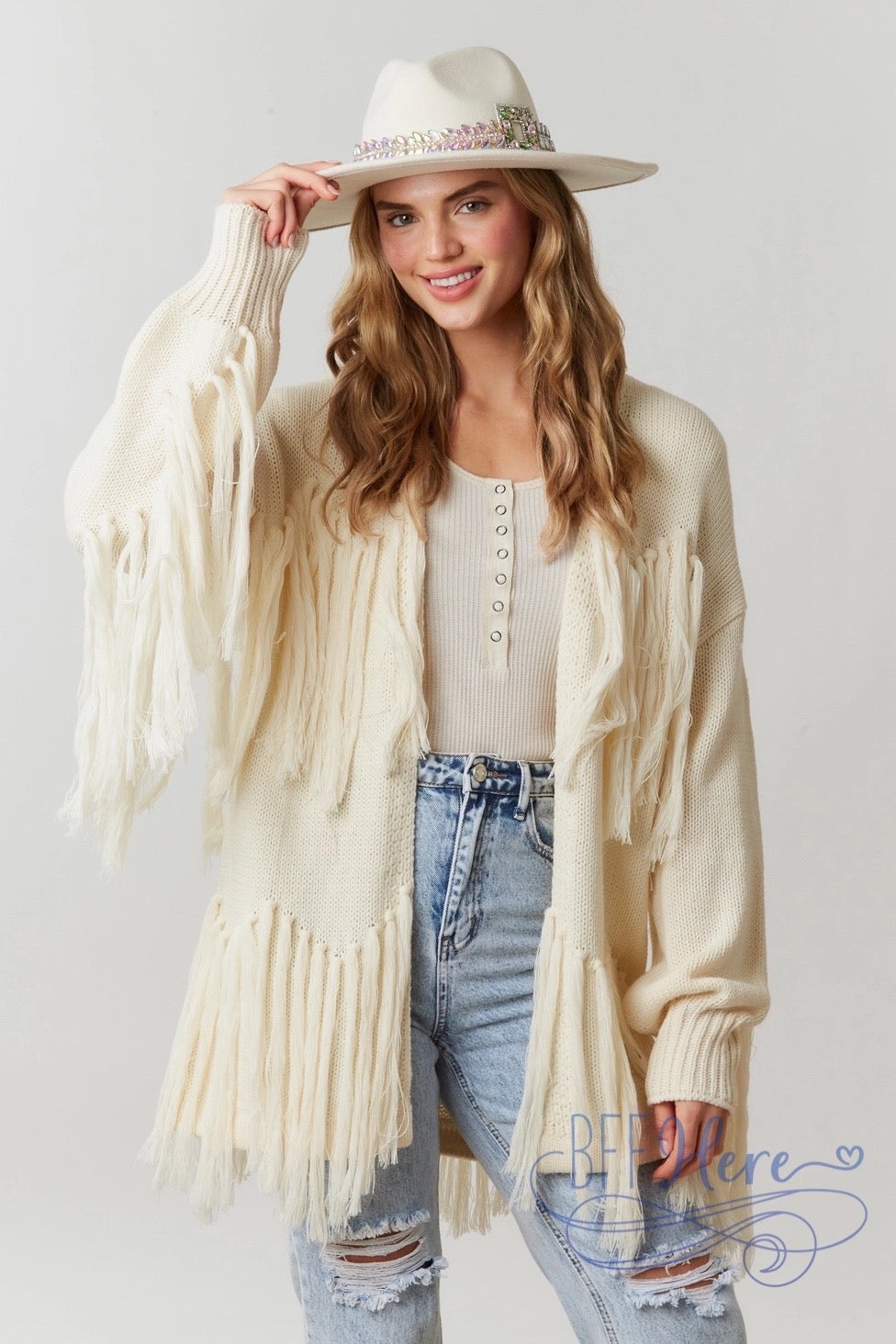 Colorful Cascade: The Fringe Cardigan / Choice of Color - BFF Here