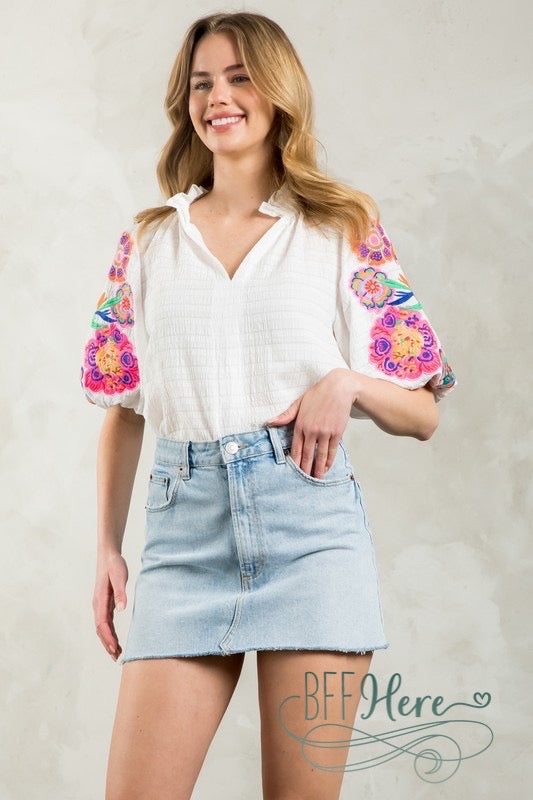 Tropical Carnival Embroidered Blouse - BFF Here