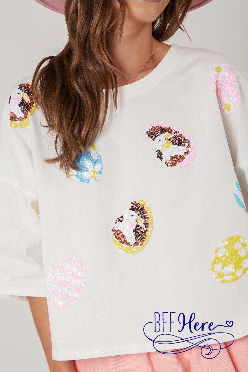 Sparkle Hops: Sequin Bunny & Egg Delight Tee - BFF Here