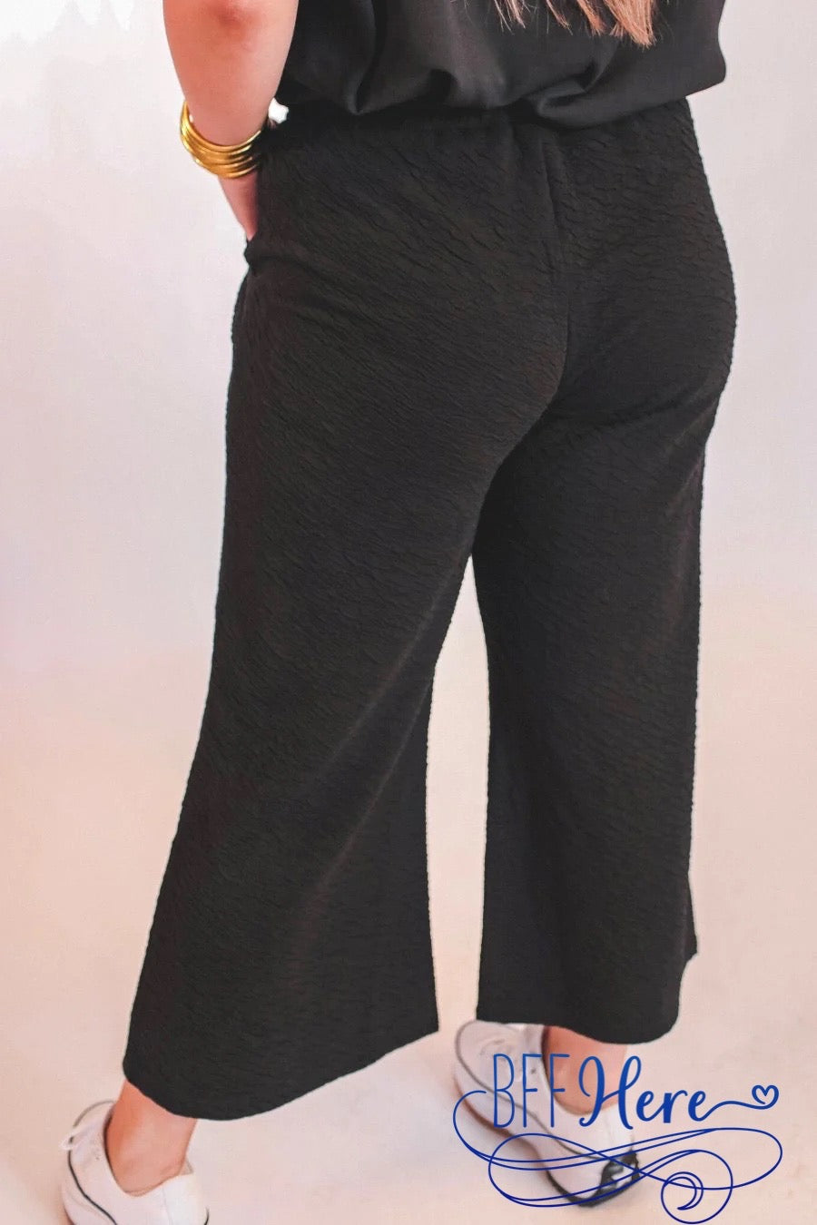 Time To Travel Textured Pants - BFF Here