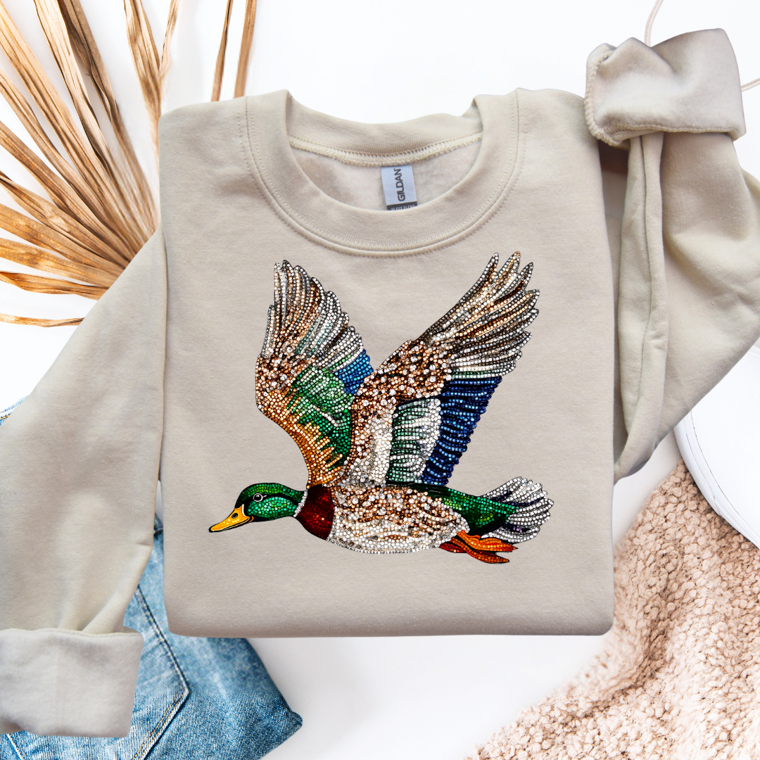 Faux Sequin Duck Sweatshirt - BFF Here