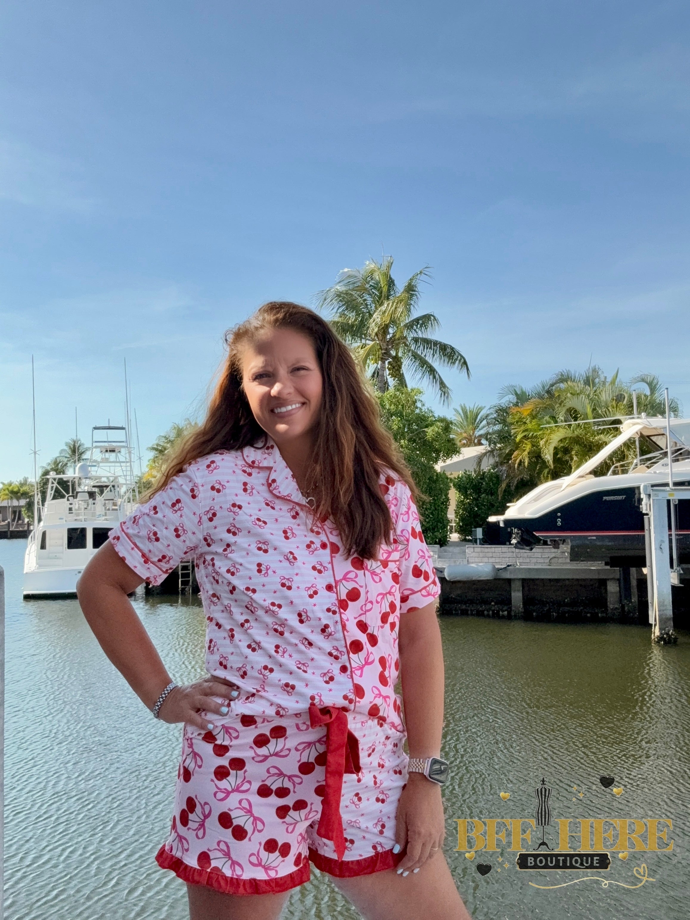 Cherry Bomb Ruffle Pajama Set by Jess Lea - BFF Here