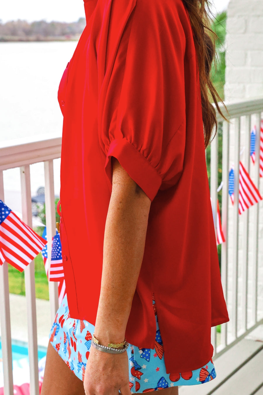PREORDER- Sutton Button Up Top- Red - BFF Here