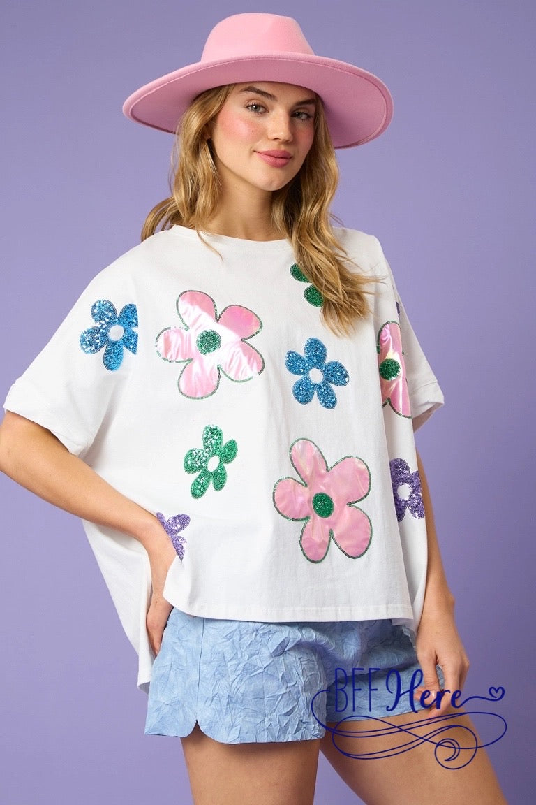 PREORDER: Whimsical Daisies: Comfy & Loose Floral Top (Ships Middle of February) - BFF Here