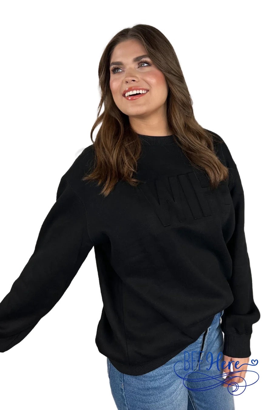 Wife Embossed Sweatshirt - BFF Here