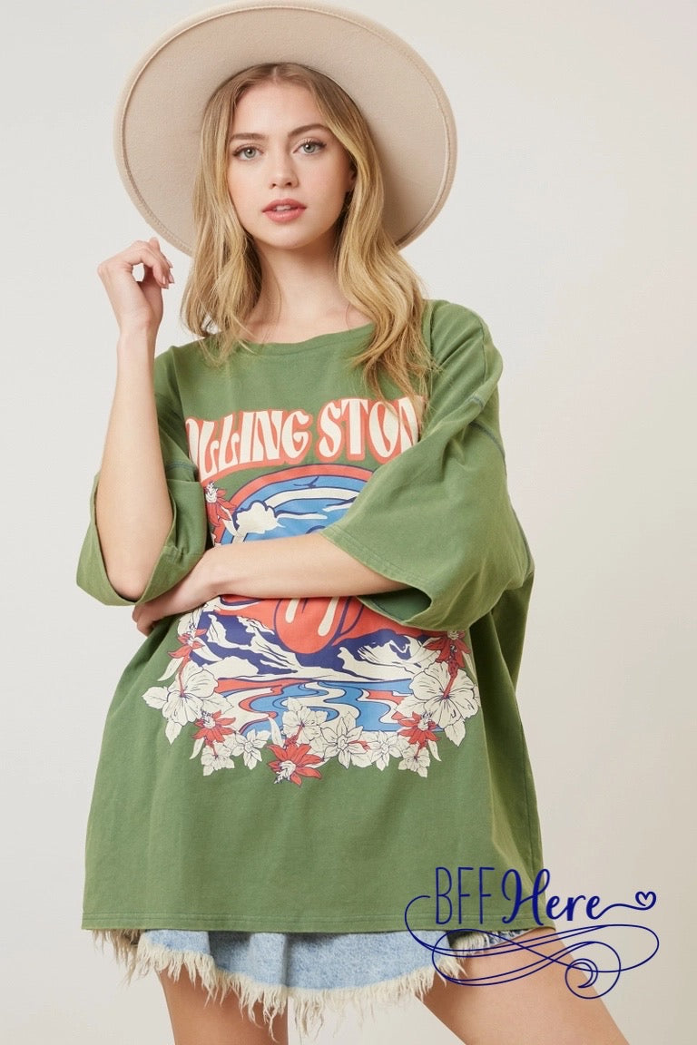 PREORDER: Rock Legend: Rolling Stones Graphic Oversized Tee (Ships Middle of March ) - BFF Here