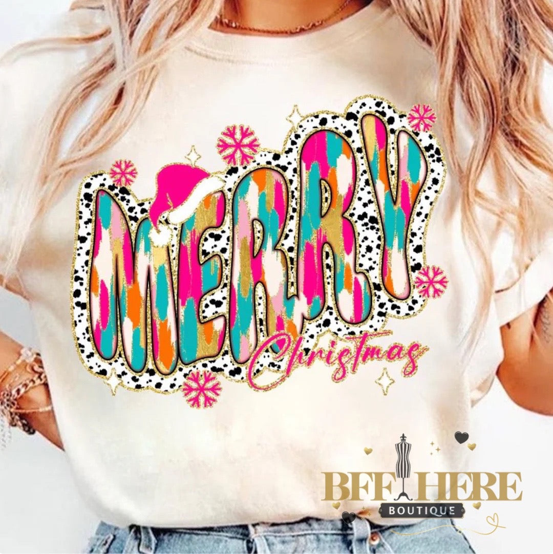 Festive and Fabulous Merry Christmas Tee - BFF Here