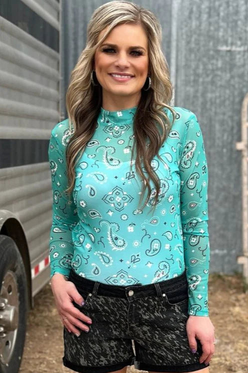 Bandana Babe Mesh Top / Turquoise by Sterling Kreek - BFF Here