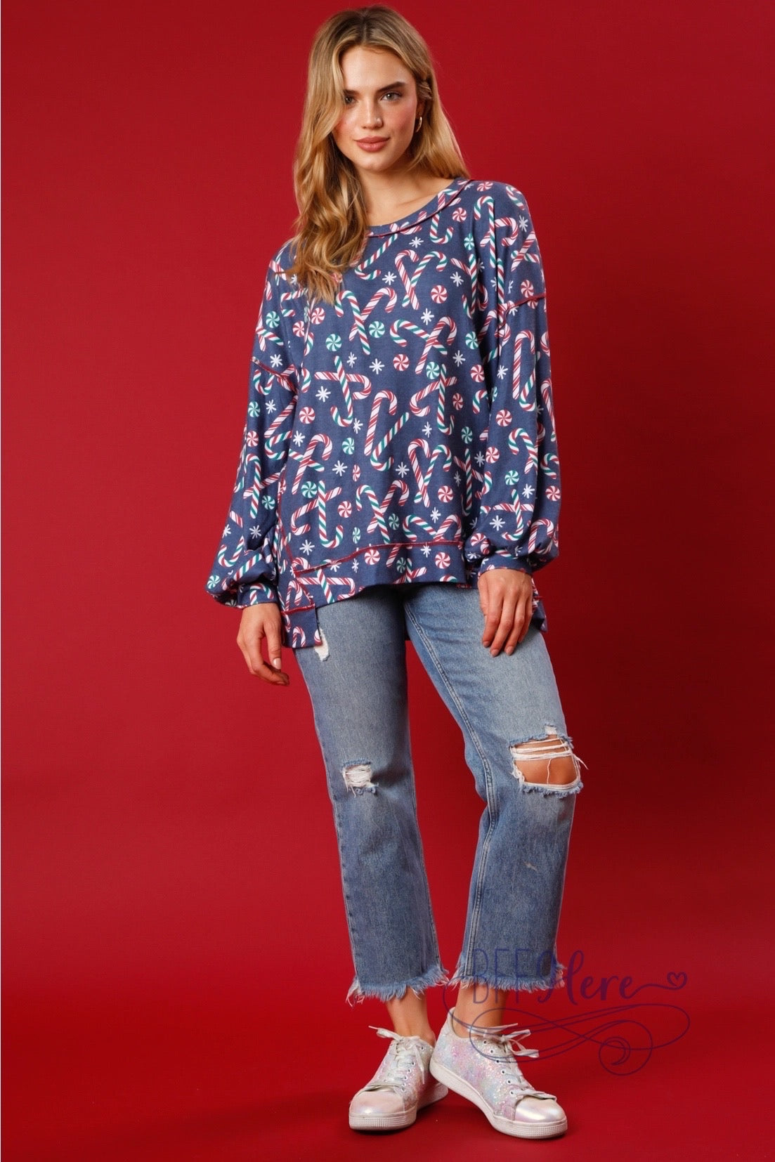 PREORDER: Sweeter Than Sugar: Candy Cane Print Pullover / Choice of Color (Ships Middle of October) - BFF Here