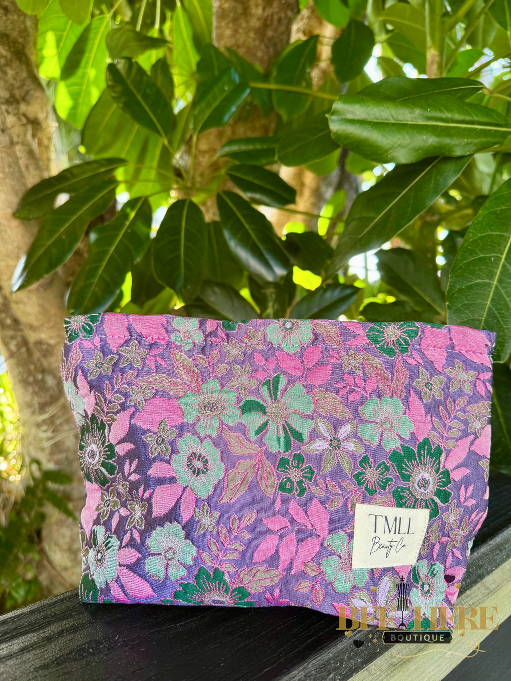 Brocade Makeup Bag - Violet Flora by TMLL Beauty - BFF Here