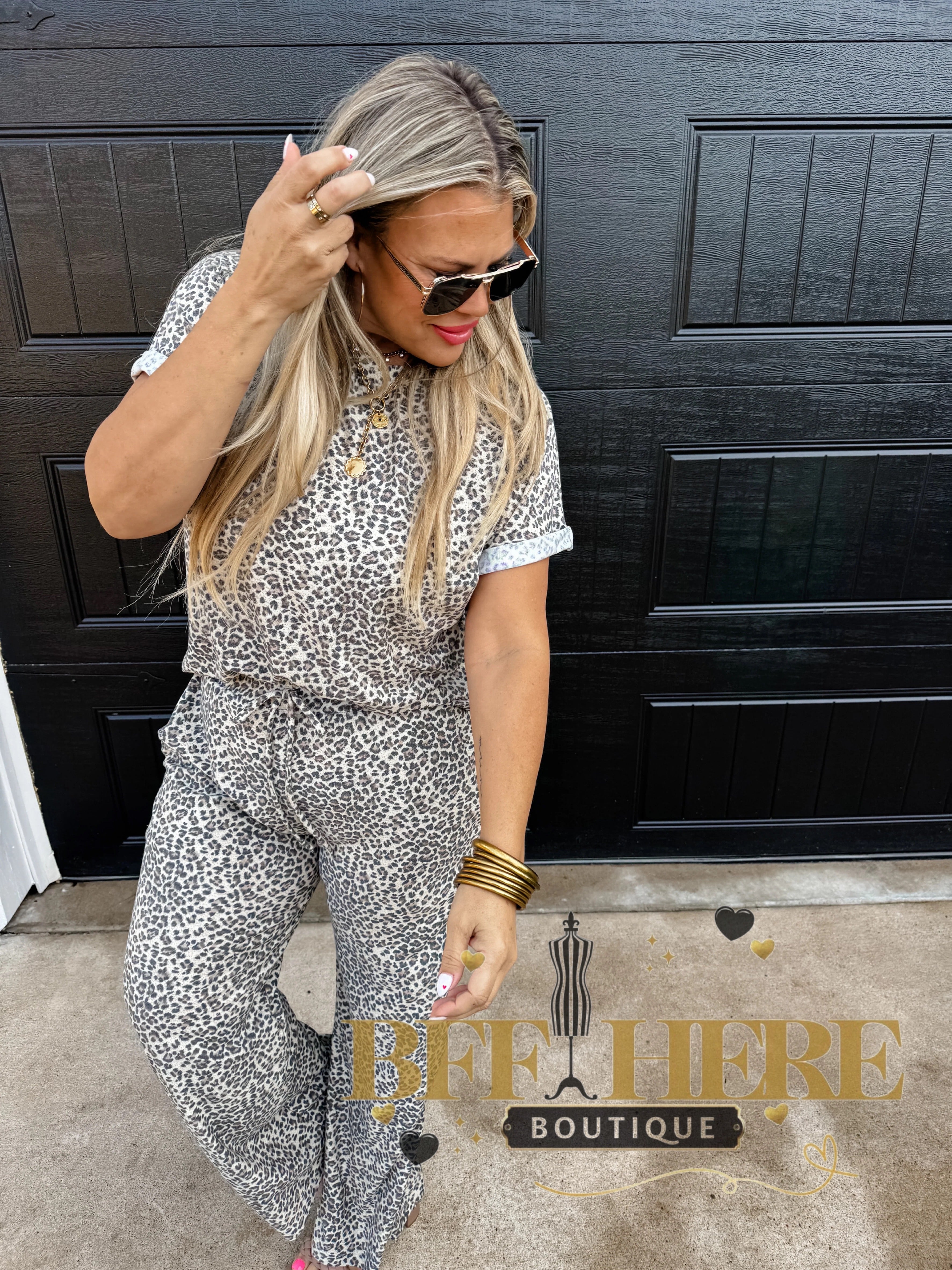 Kelsey Pant Set / White Leopard by Blakeley - BFF Here