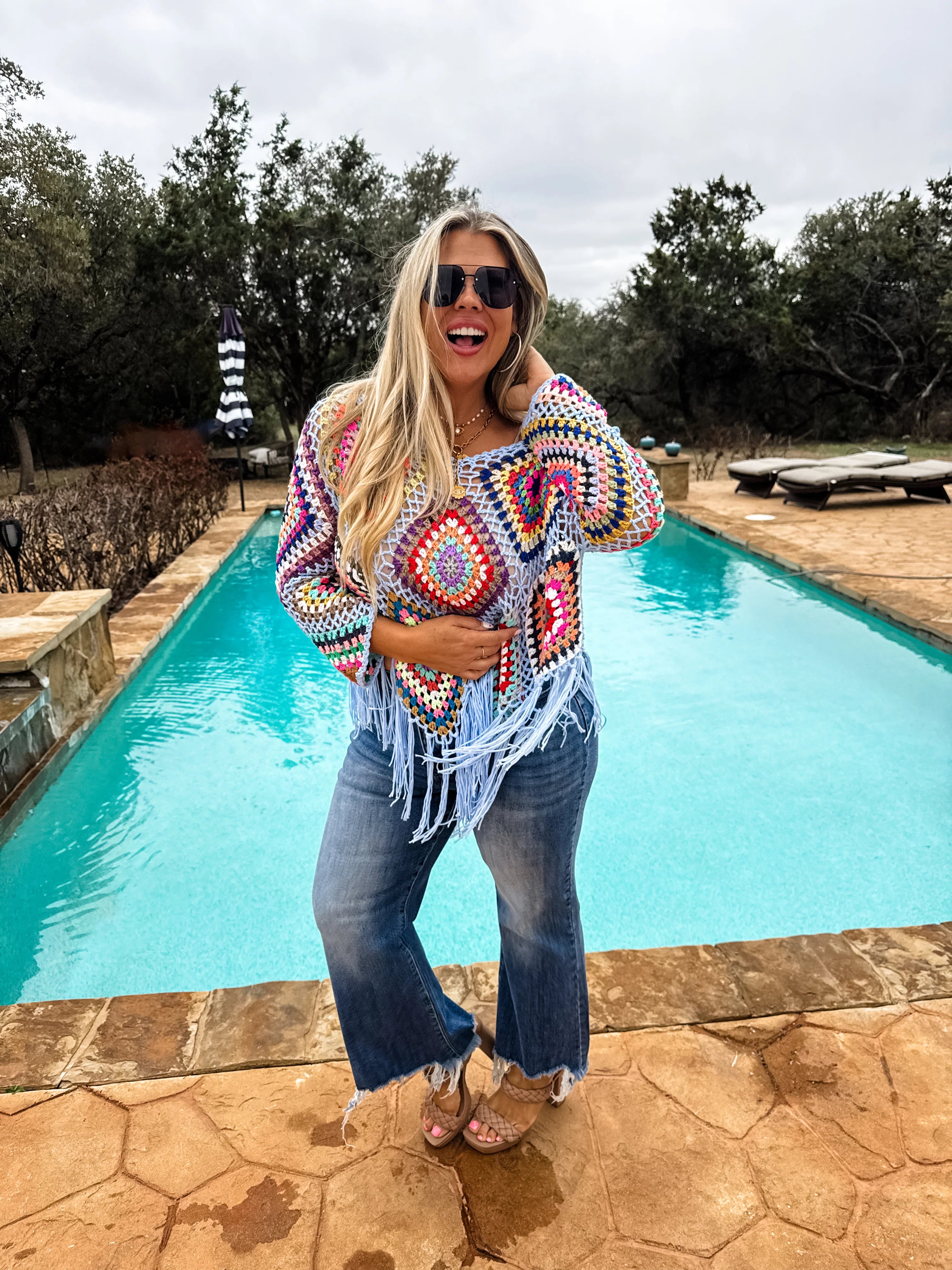 Boho Crochet Knit Top by Blakeley / Choice of Color - BFF Here