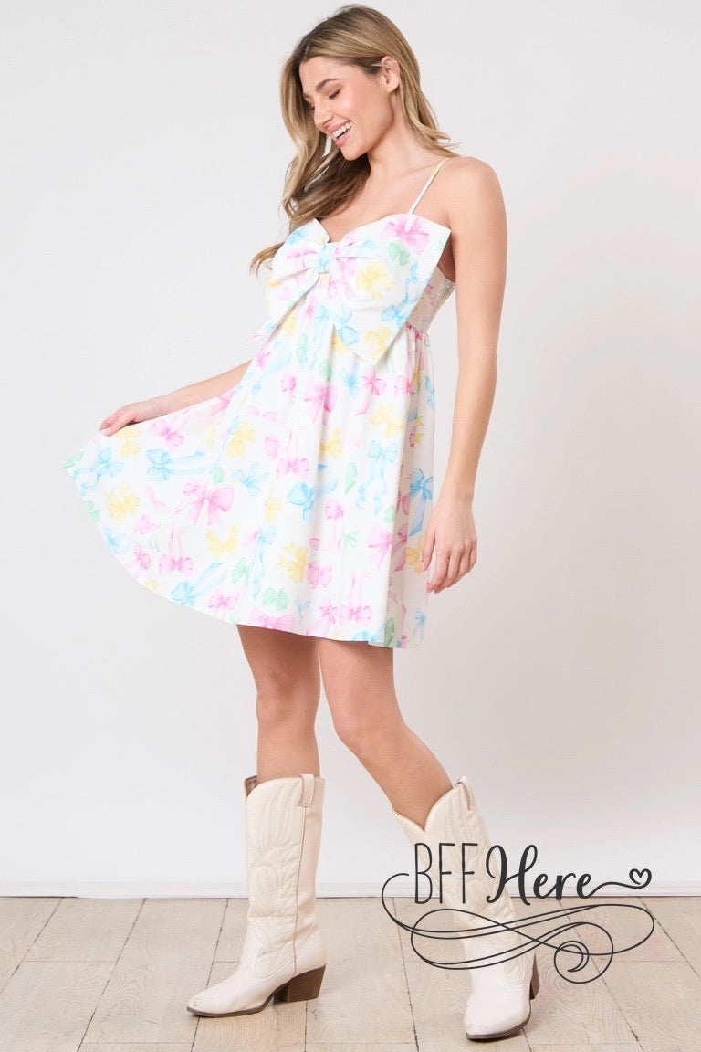 Ribbon Reverie: Vibrant Multicolor Dress - BFF Here