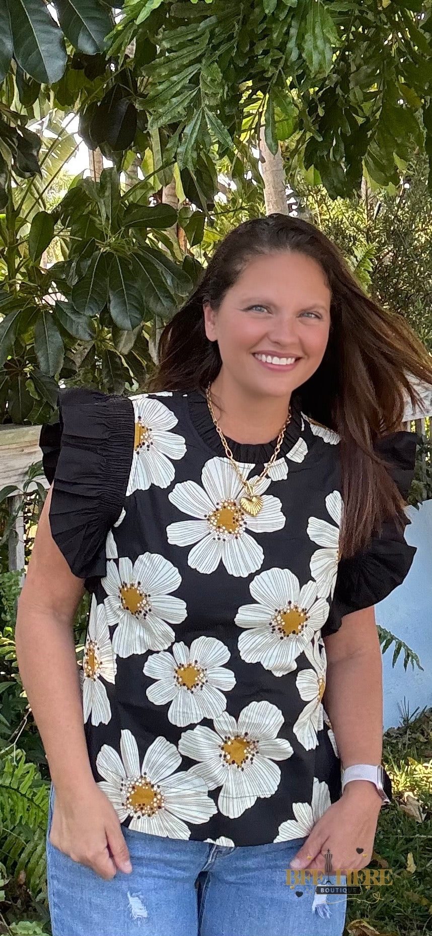 Madeline Ruffle Sleeve Top - BFF Here