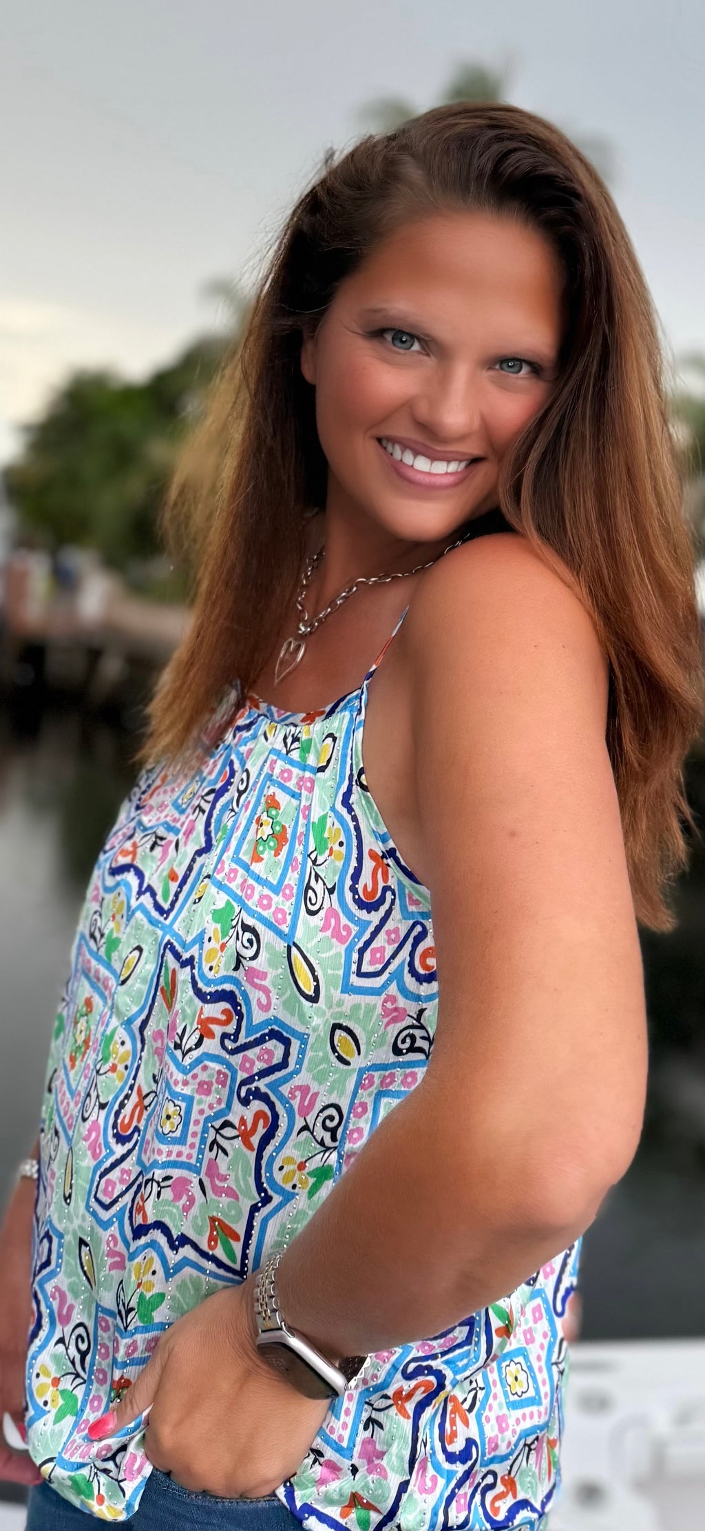 Santorini Mosaic Tank - BFF Here