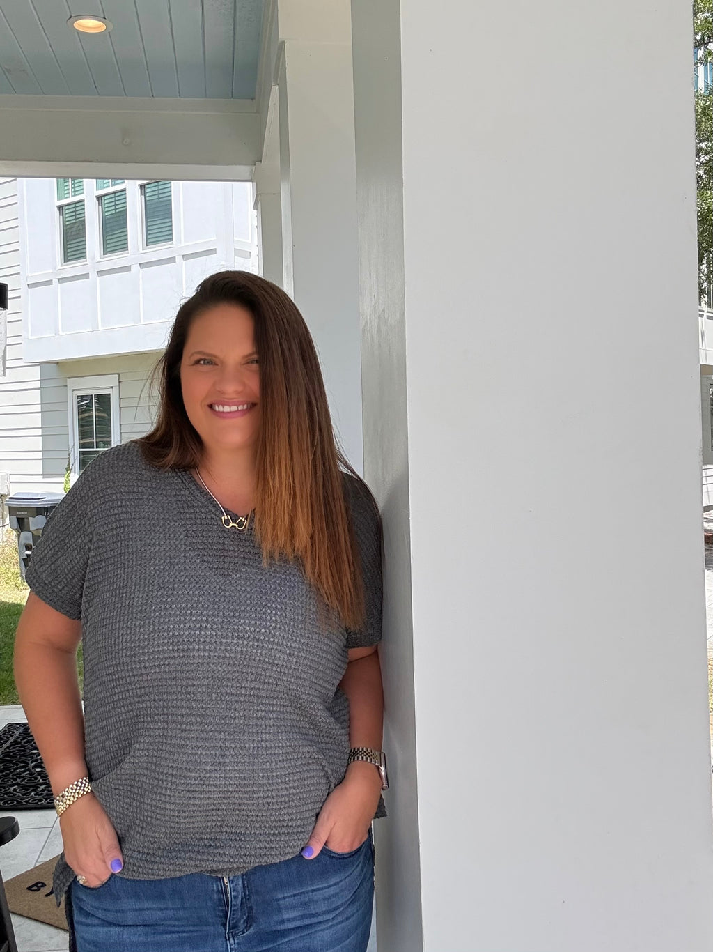 Charcoal V-Neck Tunic by HeimishUSA (ARRAY) — Ships 2-3 weeks - BFF Here