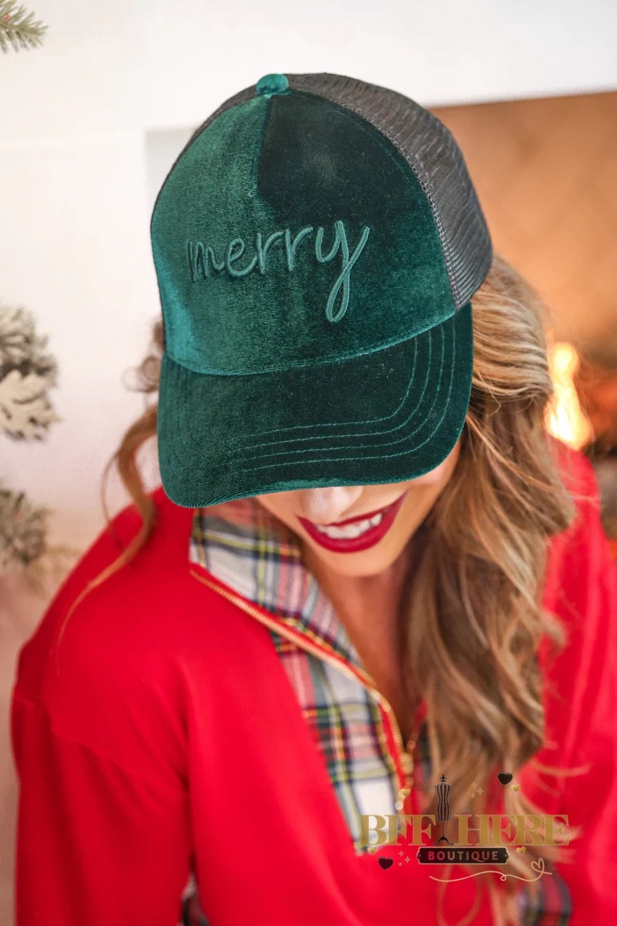 Merry Velvet Trucker Hat by Jess Lea