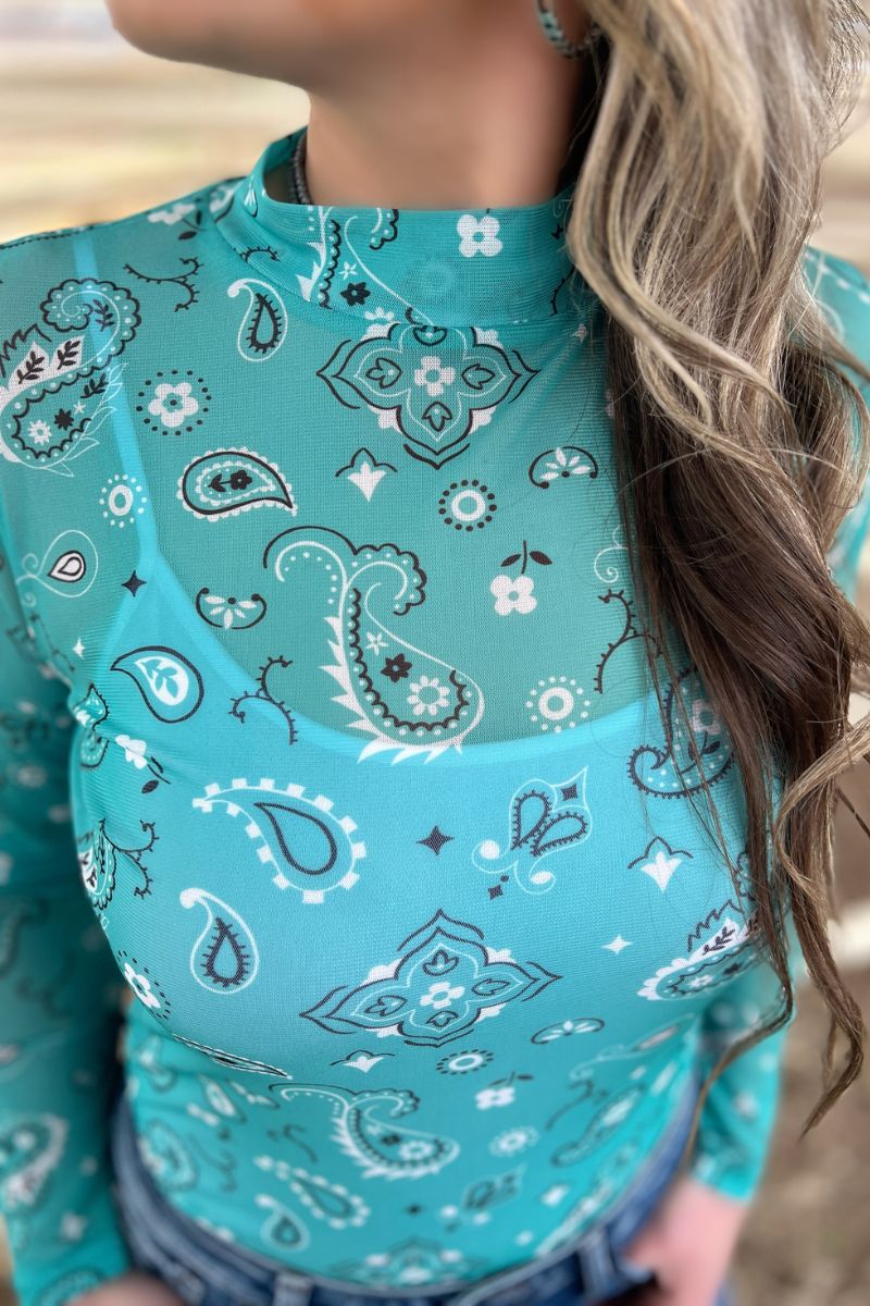 Bandana Babe Mesh Top / Turquoise by Sterling Kreek - BFF Here