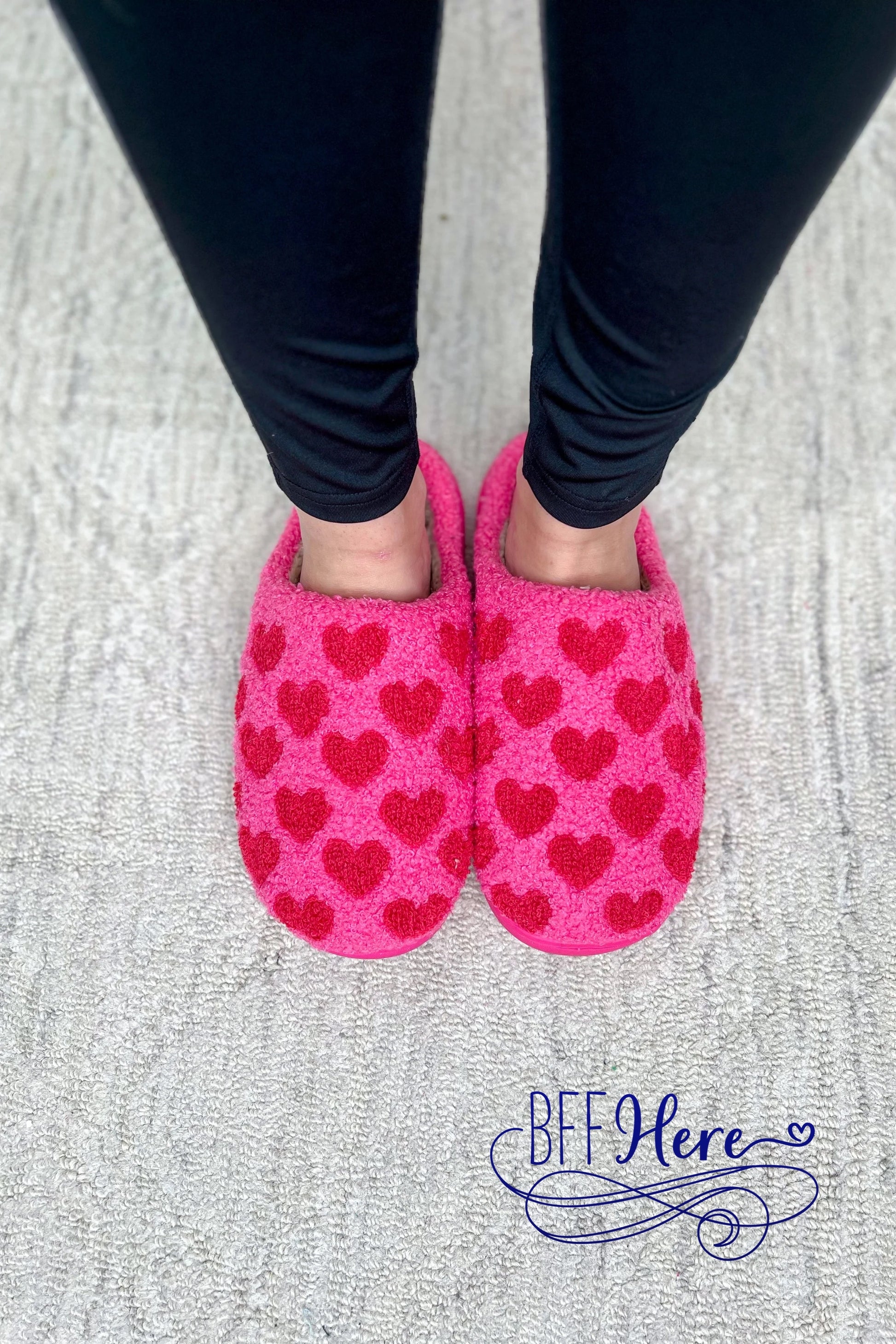 Step into Love: Comfy Heart Slippers - BFF Here