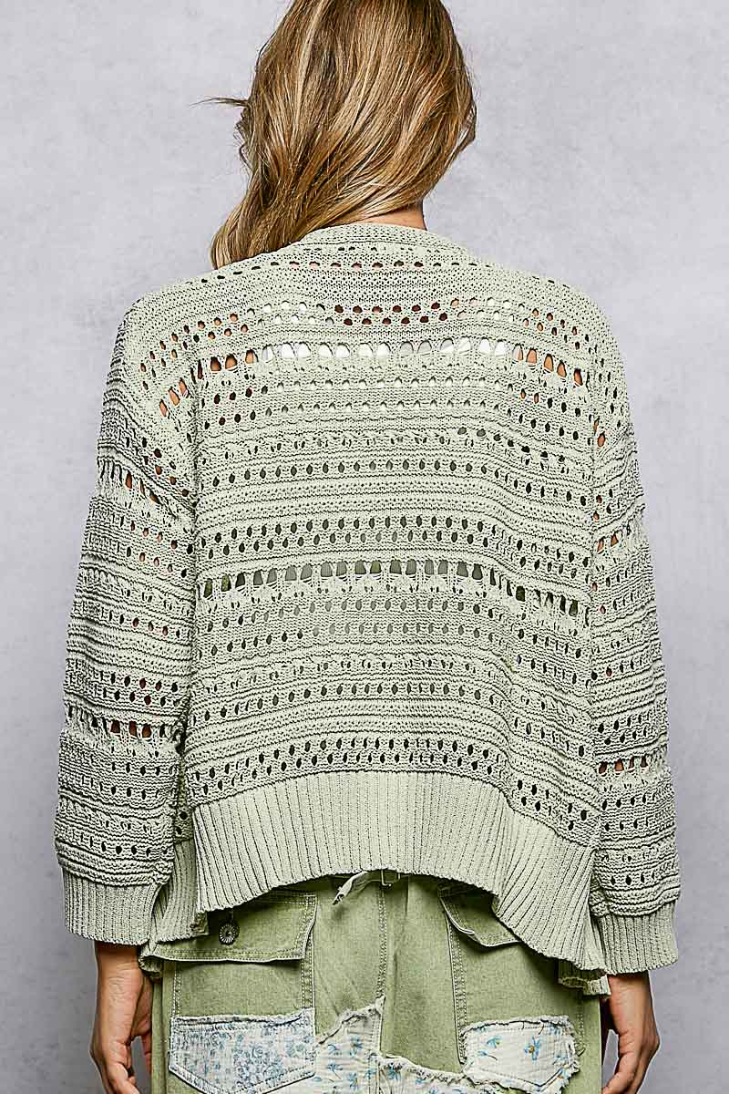 Preorder: 3D Floral Buttons Long Sleeve Thin Sweater Knit Cardigan by POL (ETA: May) - BFF Here