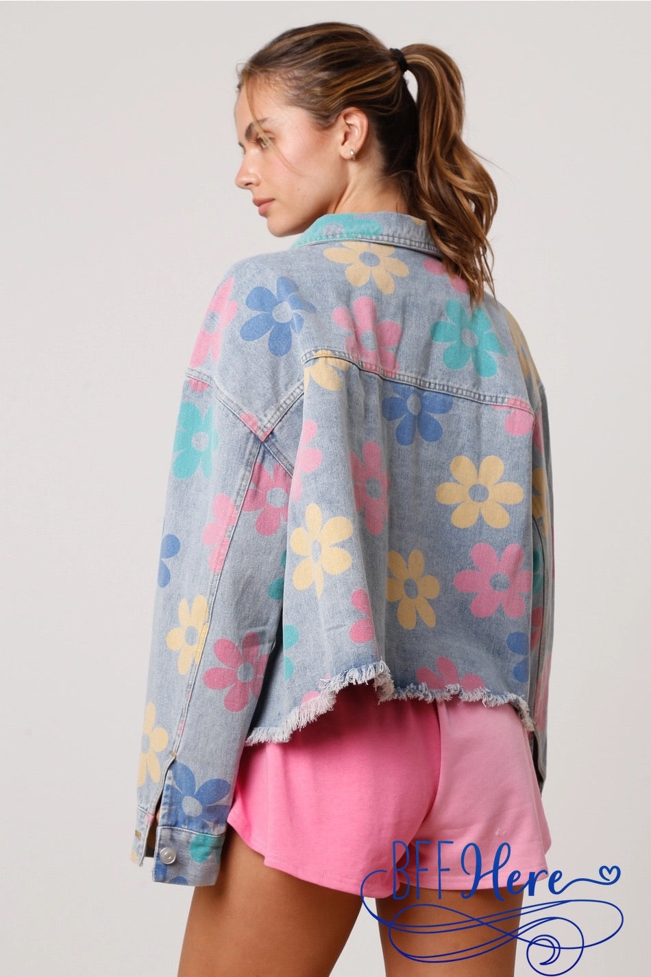 Blooming Style: Floral Print Denim Jacket - BFF Here