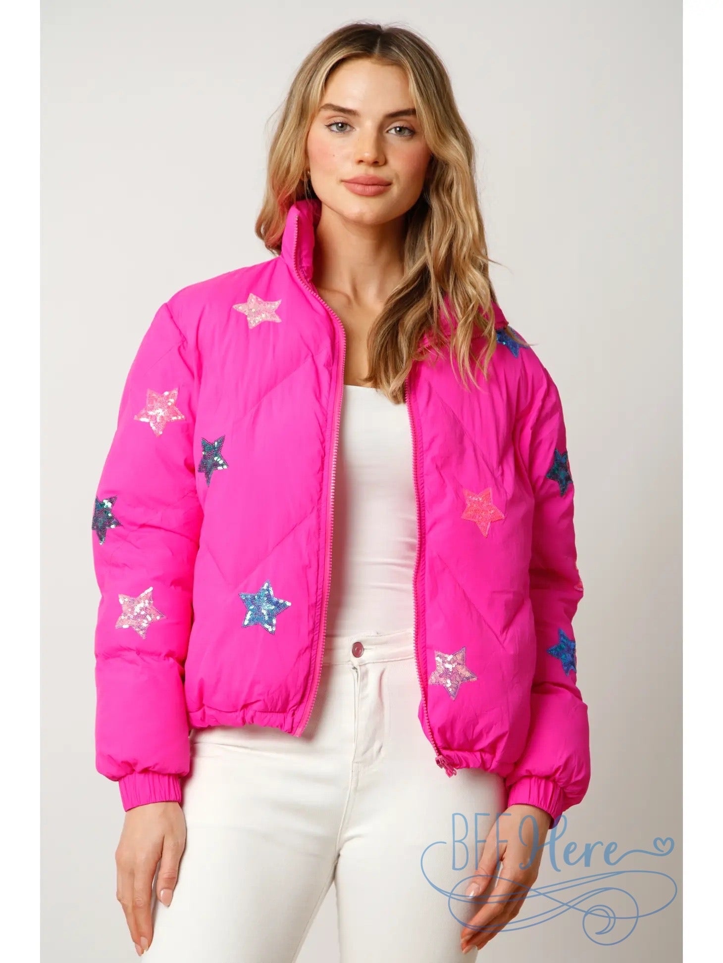 Radiant Starlight Sequin Puffer Jacket - BFF Here