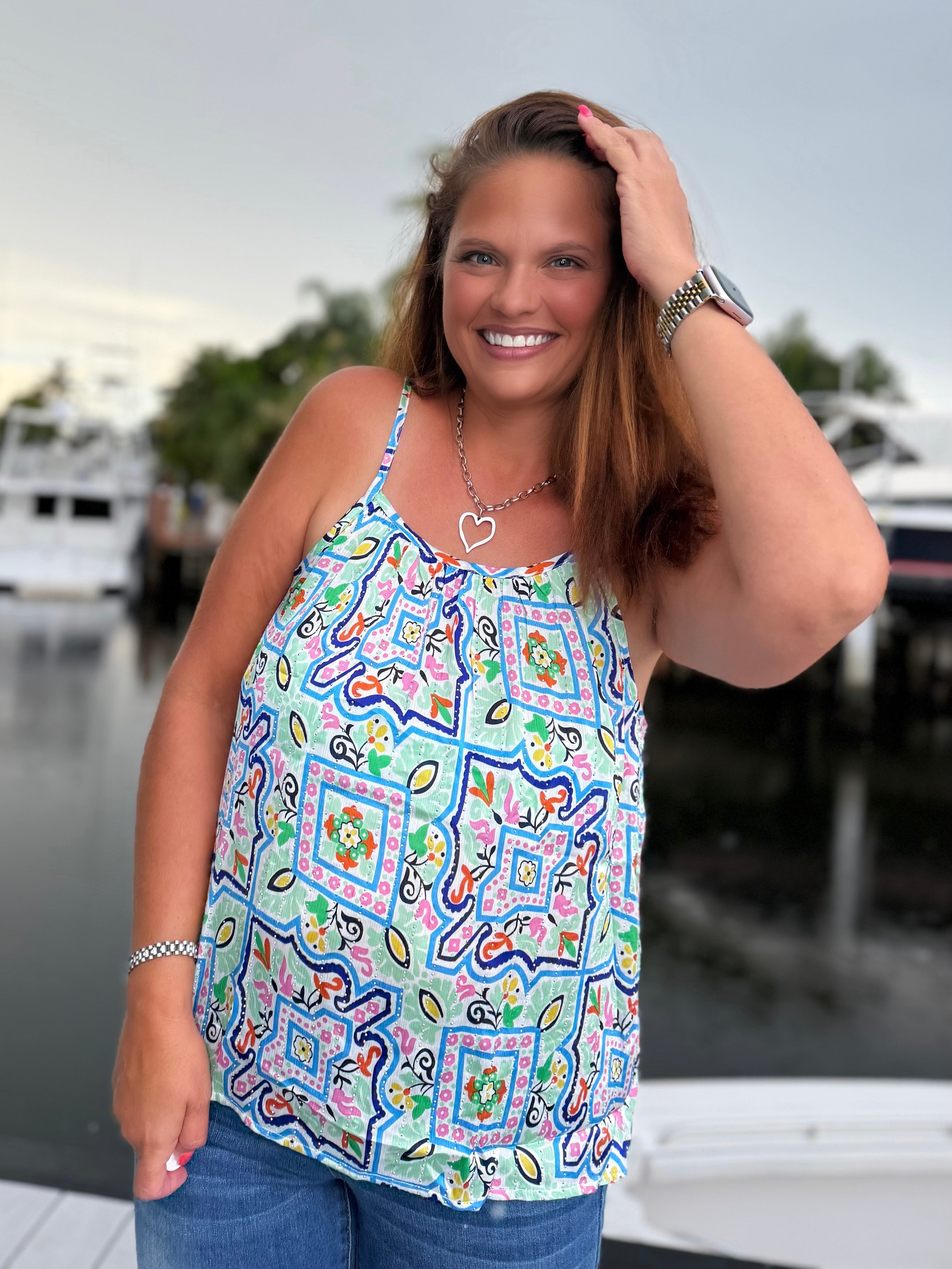 Santorini Mosaic Tank - BFF Here