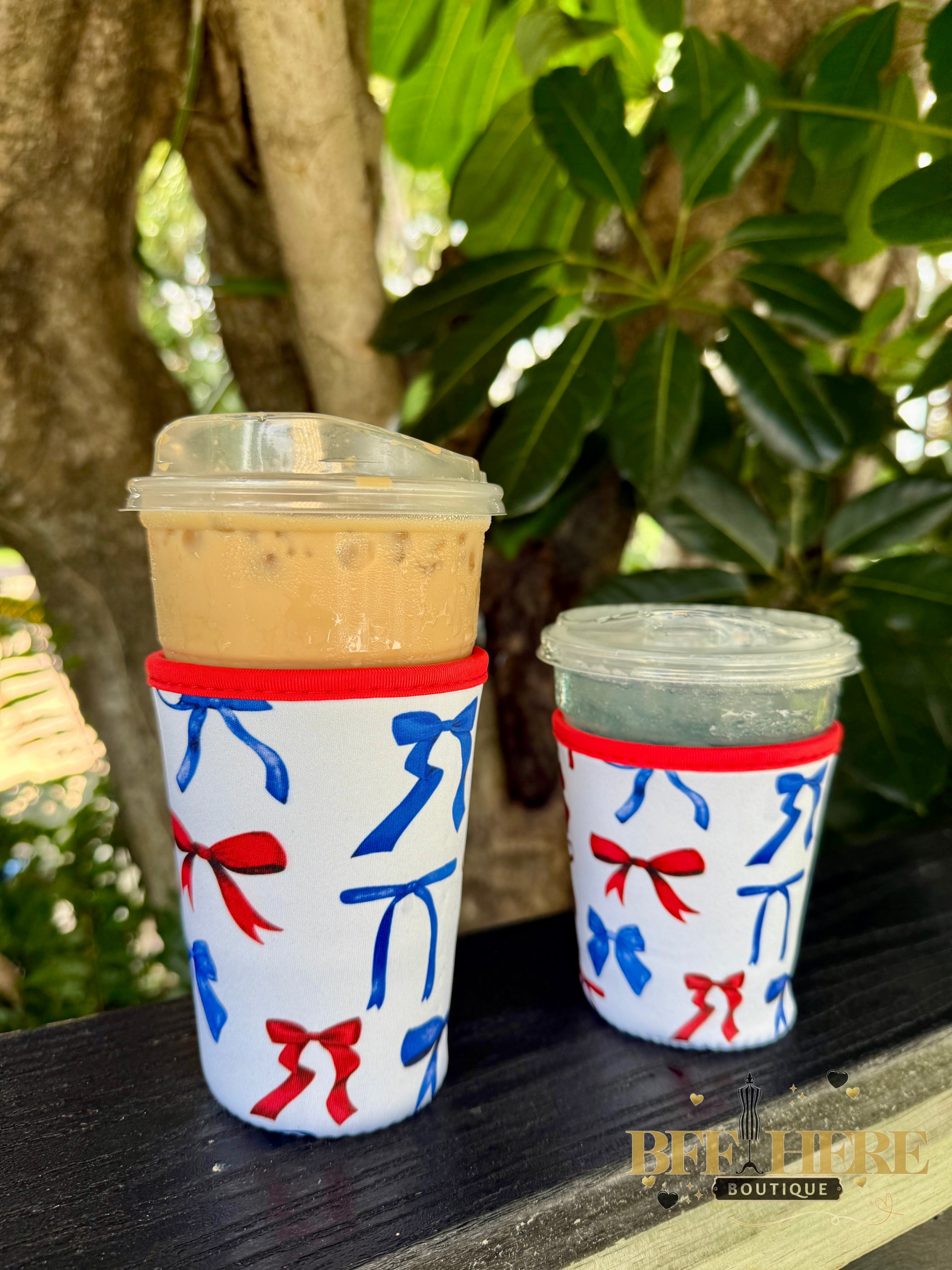 Drink Sleeve by Jess Lea / Patriotic Bows  (Choice of Size) - BFF Here