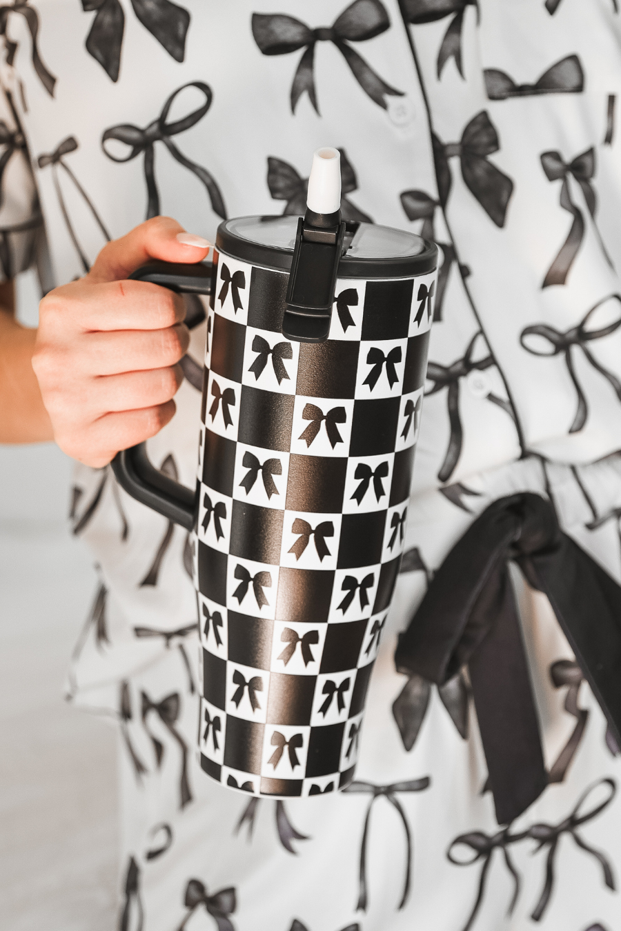 PREORDER: Bow Chic Checkered Sleek Tumbler by Jess Lea (ETA: Late November) - BFF Here