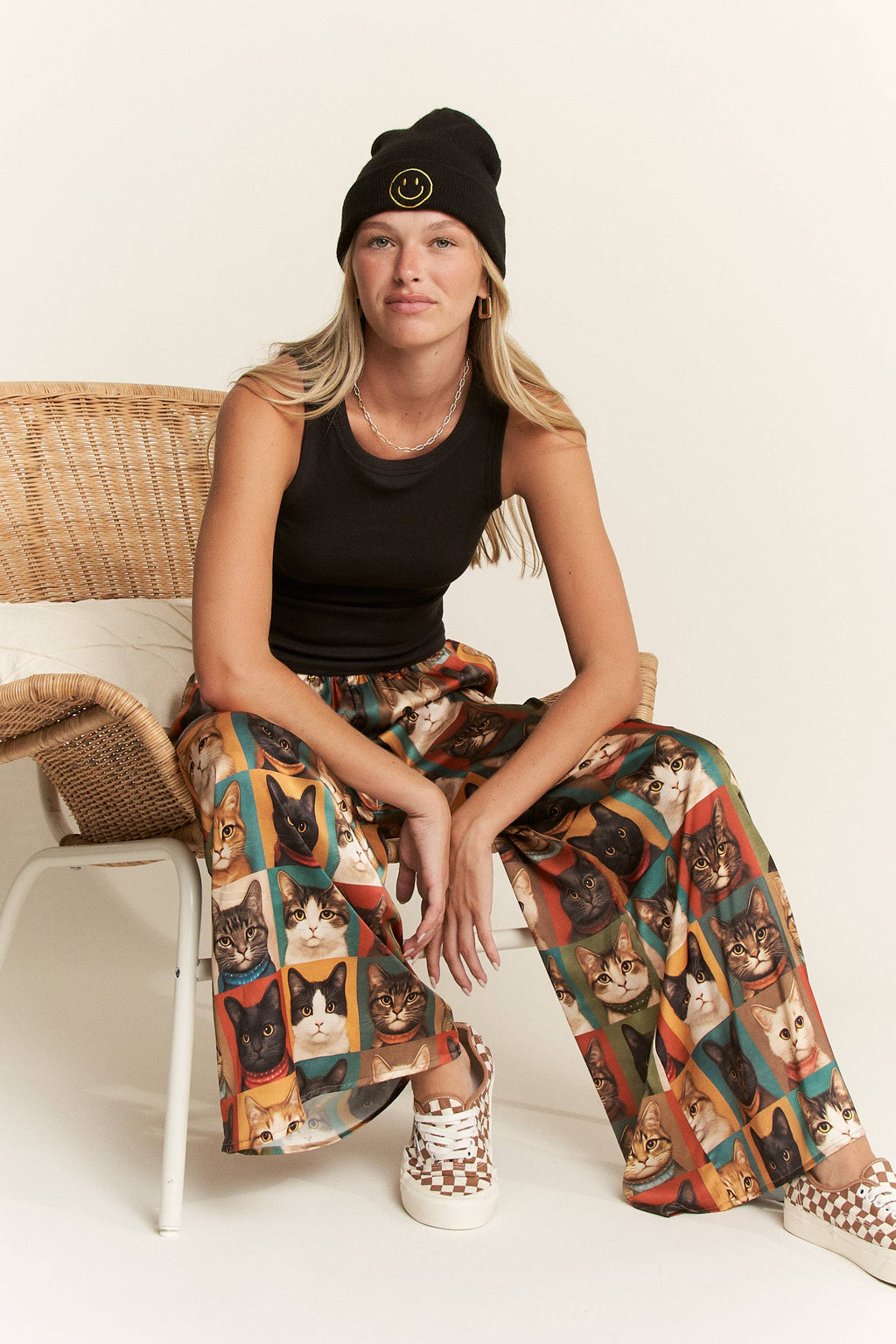 PREORDER: Cat Portrait Wide Leg Satin Pants by Jade by Jane (ETA: End of September) - BFF Here