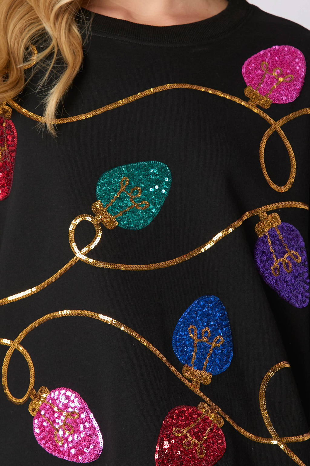 Festive Lights Sequin Sweatshirt / Choice of Color - BFF Here