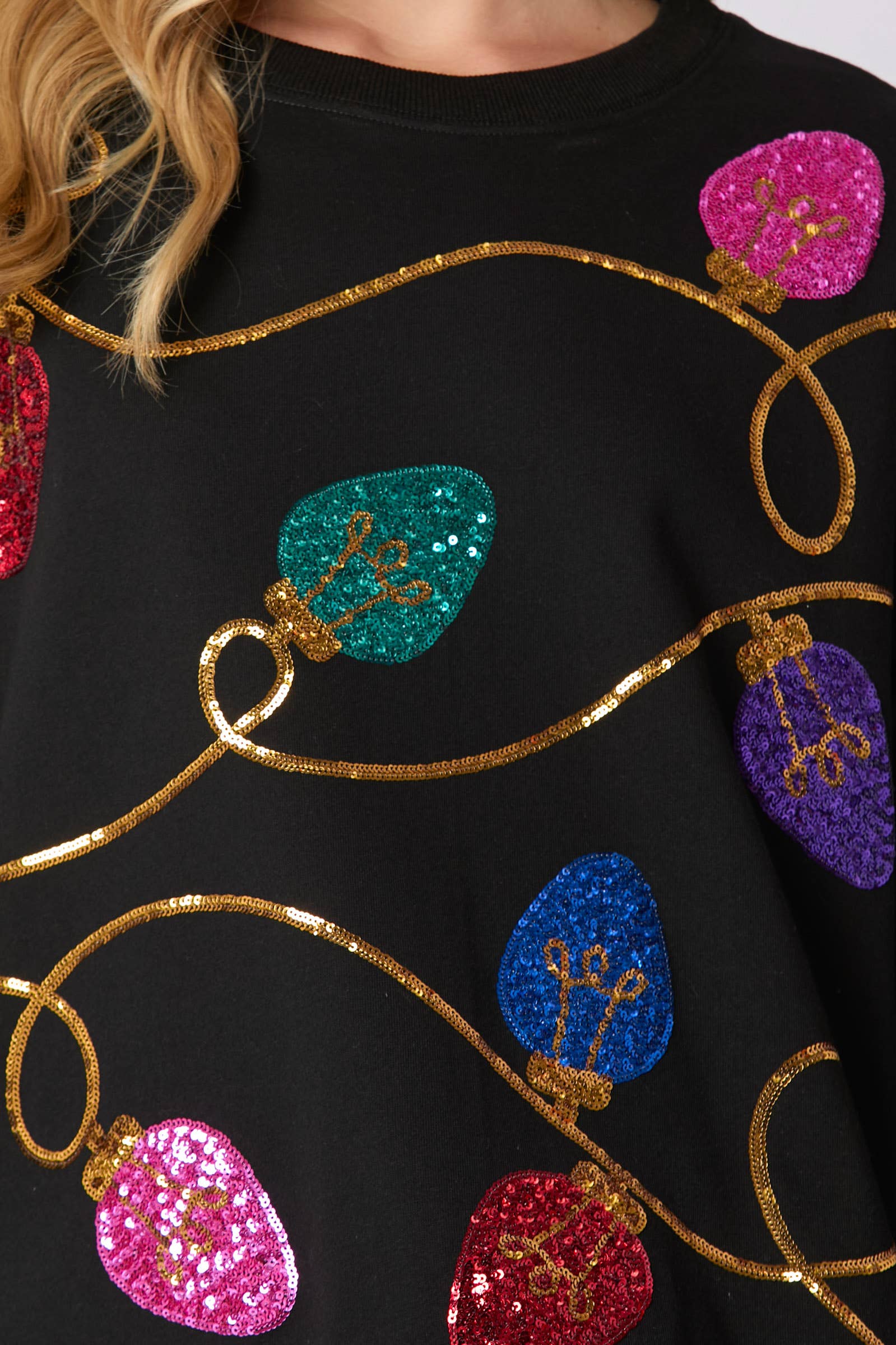Festive Lights Sequin Sweatshirt / Choice of Color - BFF Here