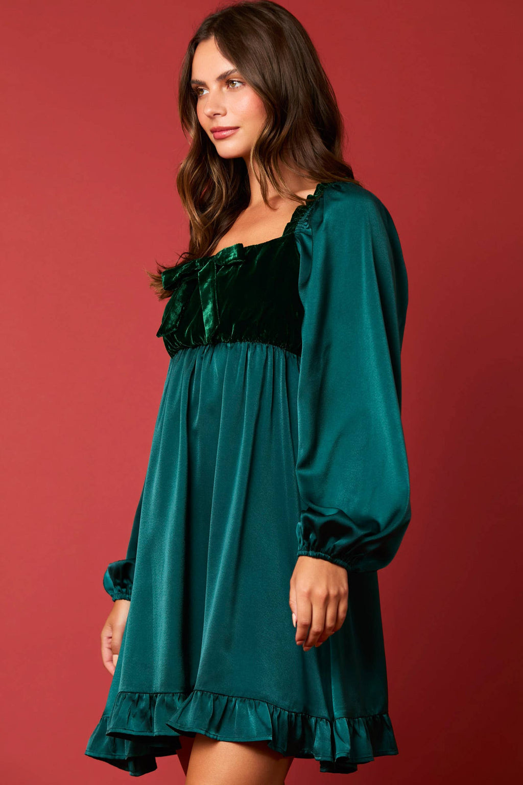 Emerald Velvet Charm Dress - BFF Here
