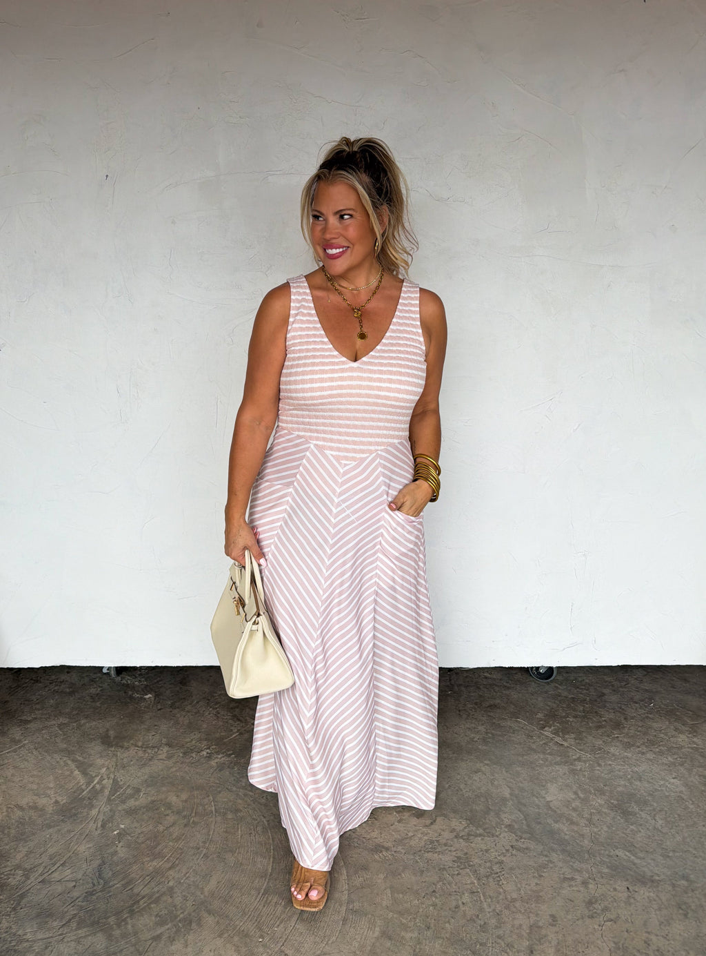 PREORDER- SPRING LUCIANA STRIPE DRESS - BFF Here