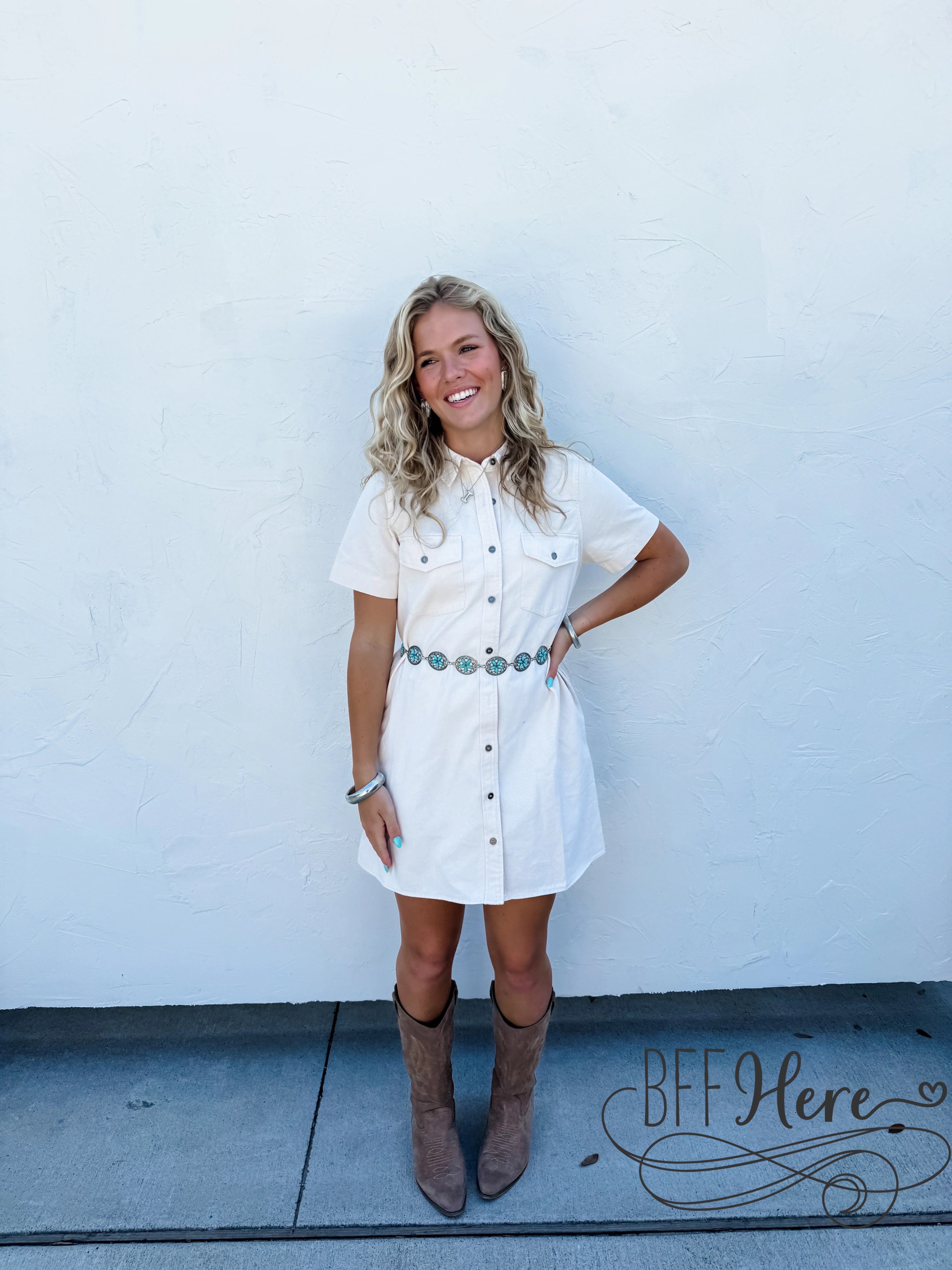 Vanilla Vogue: Cream Denim Dress Vanilla Vogue: Cream Denim Dress