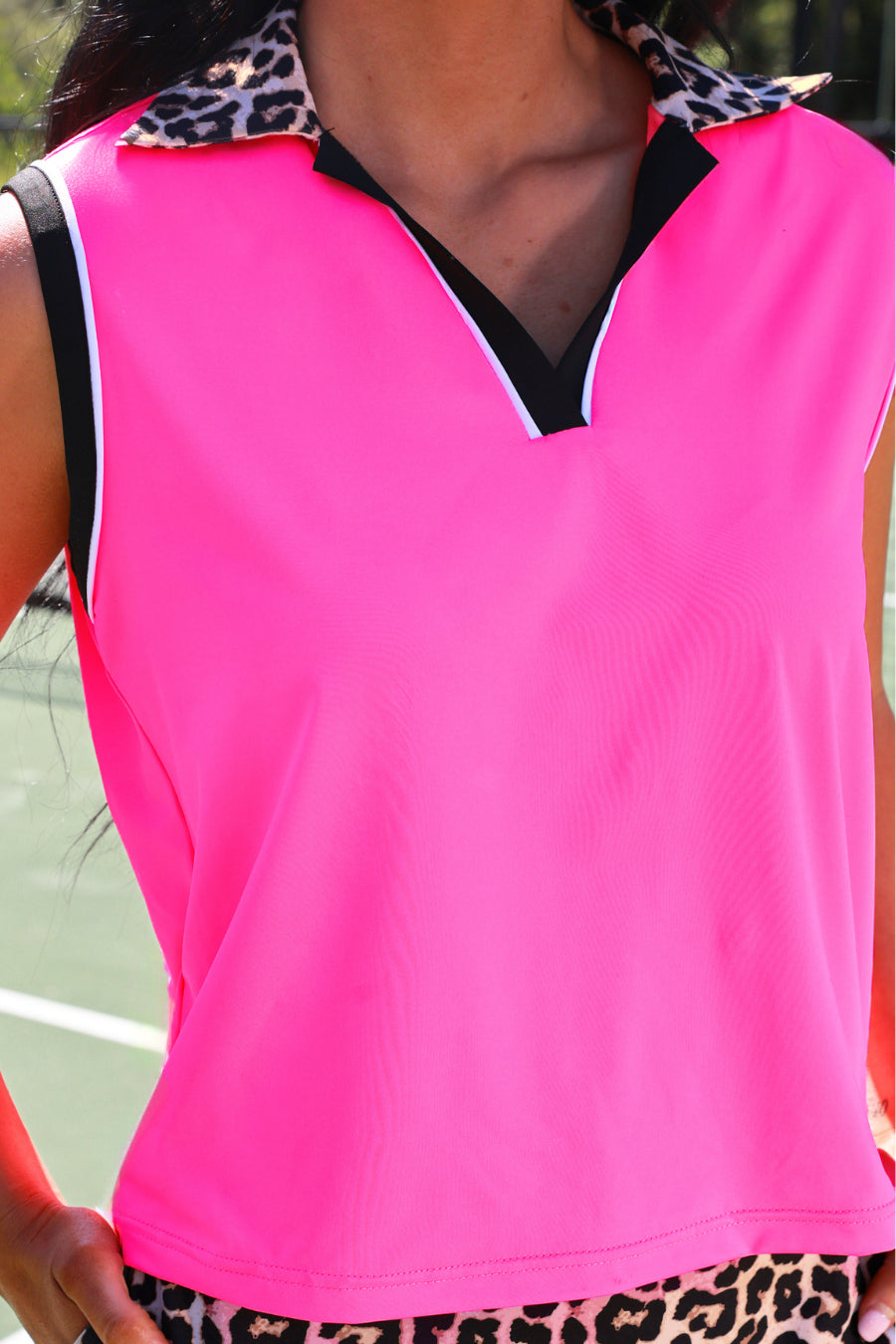 PREORDER- Everyday Polo Tank- Neon Pink Safari Chic by Jess Lea - BFF Here