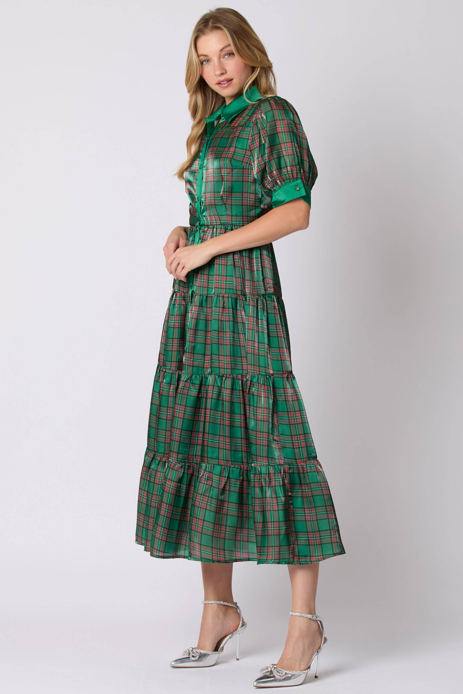 Tartan Tidings Emerald Plaid Midi Dress - BFF Here