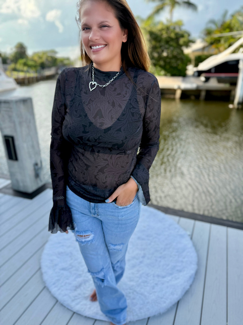 Tooled In Black Mesh Top by Sterling Kreek - BFF Here